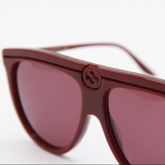 NEW GG0732S 003 UNISEX SHIELD SUNGLASSES GUCCI GG0732S BURGUNDY - Picture 4 of 13